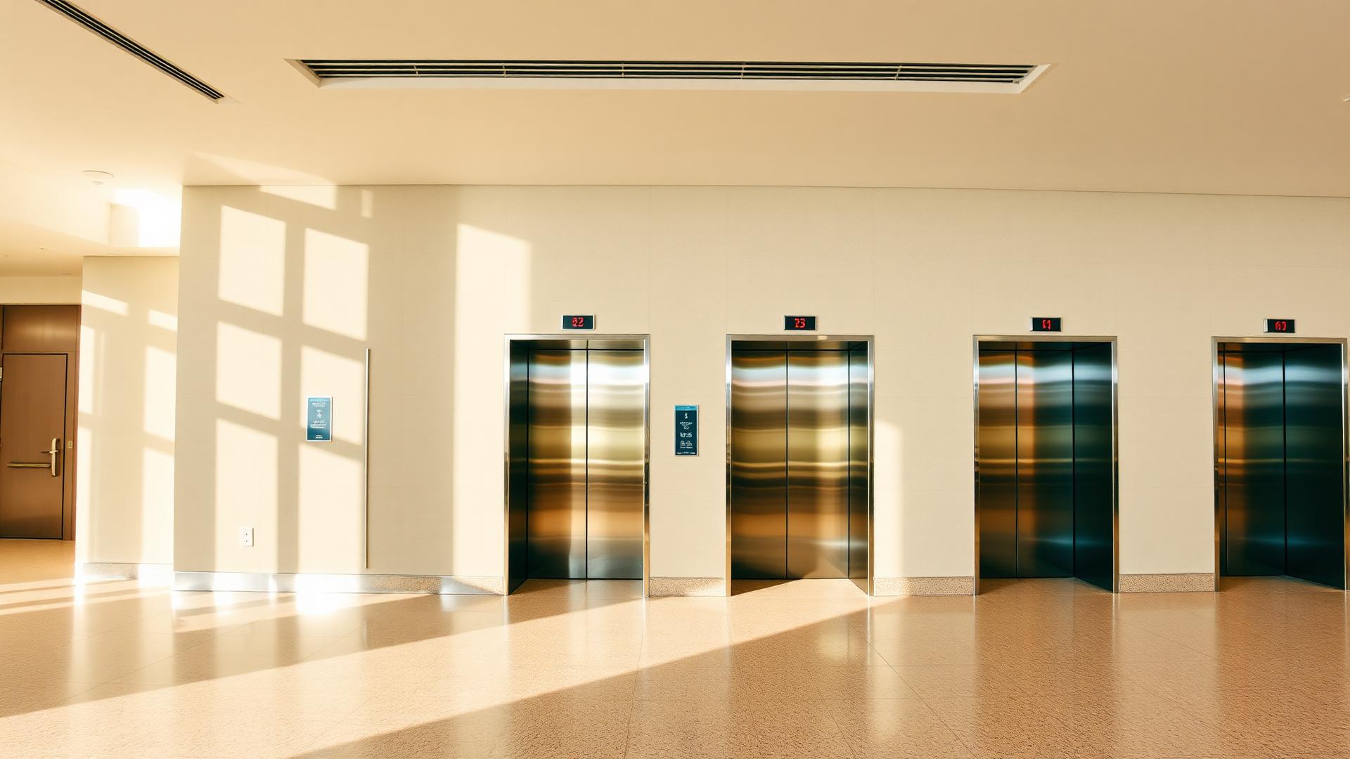 Elevator lobby in a modern commercial building